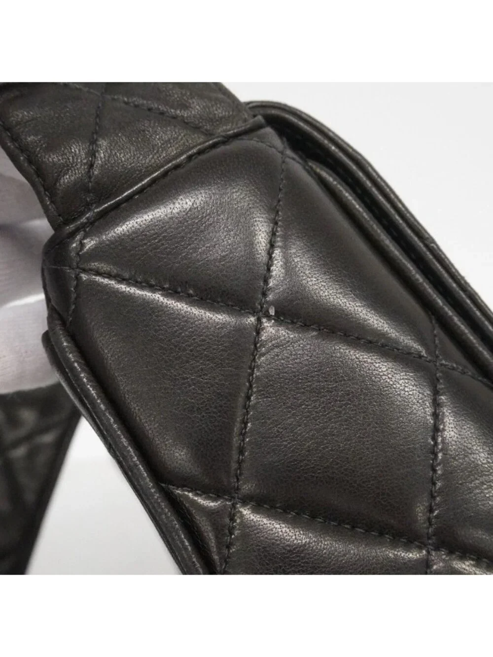 Chanel Shoulder Bag Quilted Lambskin Black Gold